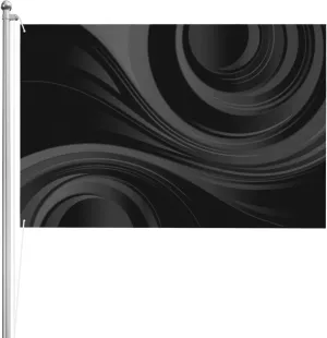 Embroidered National Flag, Stars, Abstract Gray Black Swirls Brass Washer, Polyester Fiber 4x6 Ft