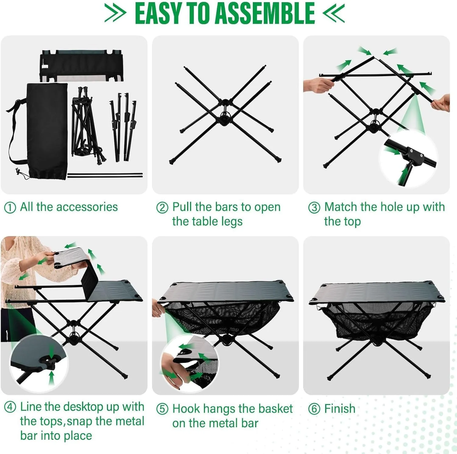 Emelivor Grey Gradient Folding Camping Table Portable Beach Table with Carry Bag Small Foldable Table for Camping Picnic BBQ Backpacking Beach