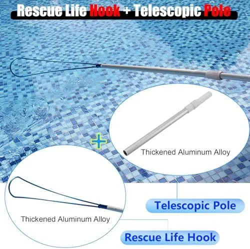 Emergency Rescue Hook with Telescopic Pole,Durable Aluminum Life Saving Equipment for Water Safety at Docks,Lakes,and Boats