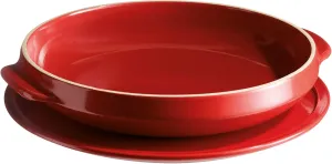 Emile Henry Tarte Tatin Set, Ceramic, Burgundy, 33x28x5.2 cm