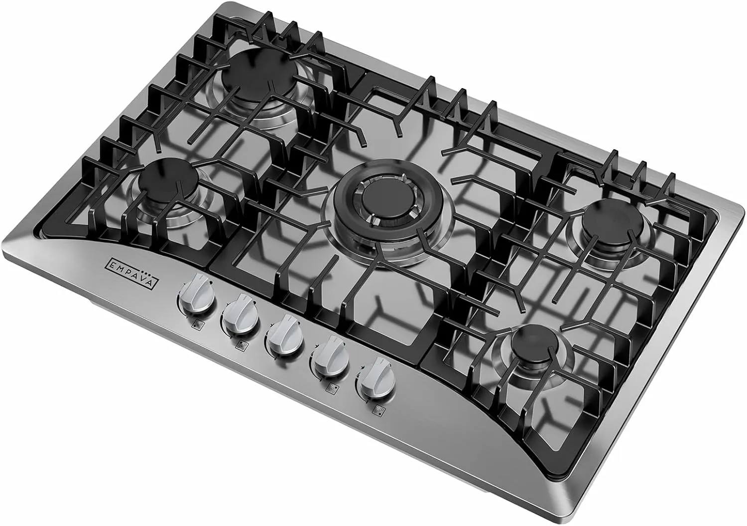Empava 30 Inch Gas Cooktop with 5 World Class Made in Italy SABAF Burners, LPG/NG Convertible, Ideal RV Top Stoves for Kitchen, Stainless Steel