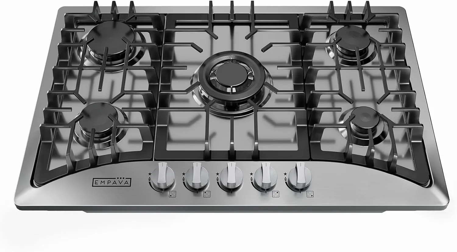 Empava 30 Inch Gas Cooktop with 5 World Class Made in Italy SABAF Burners, LPG/NG Convertible, Ideal RV Top Stoves for Kitchen, Stainless Steel