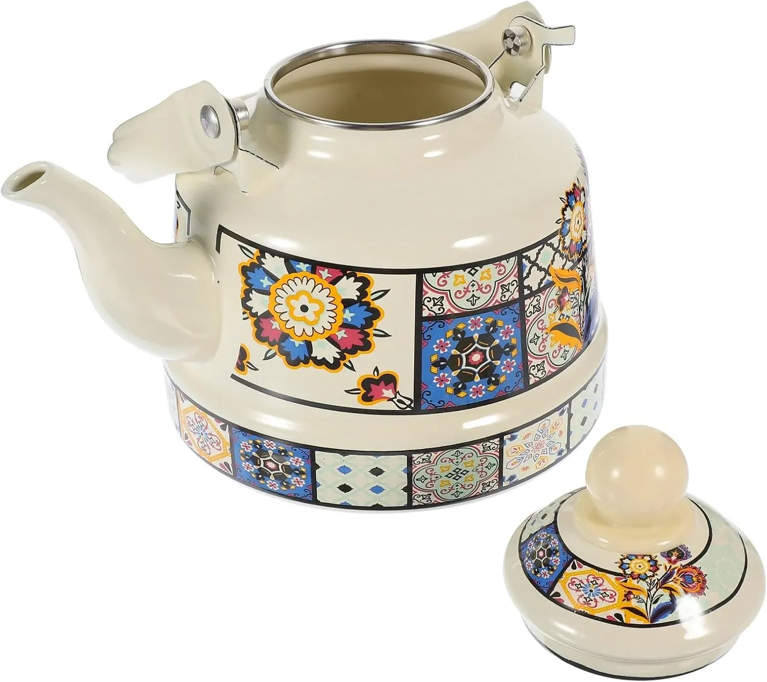 Enamel Camping Coffee Pot, Compact Stovetop Kettle with Quick Boil Design, Ideal for Backpacking & Hiking(1.7L)