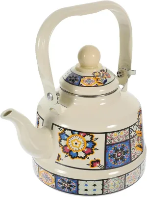 Enamel Camping Coffee Pot, Compact Stovetop Kettle with Quick Boil Design, Ideal for Backpacking & Hiking(1.7L)