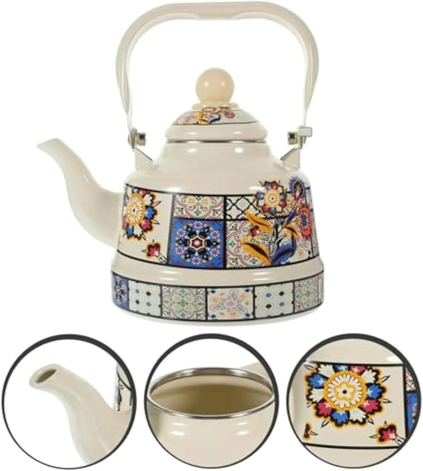 Enamel Camping Coffee Pot, Compact Stovetop Kettle with Quick Boil Design, Ideal for Backpacking & Hiking(1.7L)