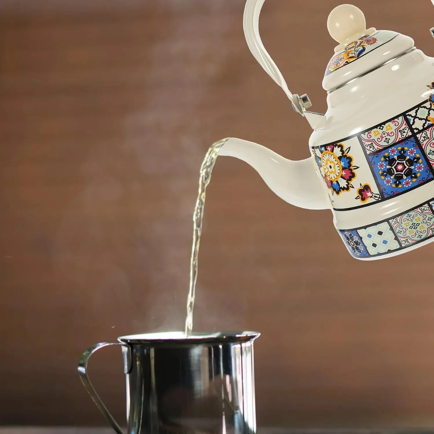 Enamel Camping Coffee Pot, Compact Stovetop Kettle with Quick Boil Design, Ideal for Backpacking & Hiking(1.7L)