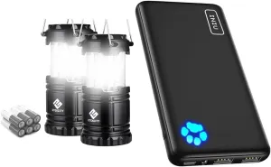 Etekcity Lantern Camping Essentials Lights, Led Lantern for Power Outages, Tent Light & INIU Portable Charger, Slimmest 10000mAh 5V/3A Power Bank, USB C in&Out High-Speed Charging