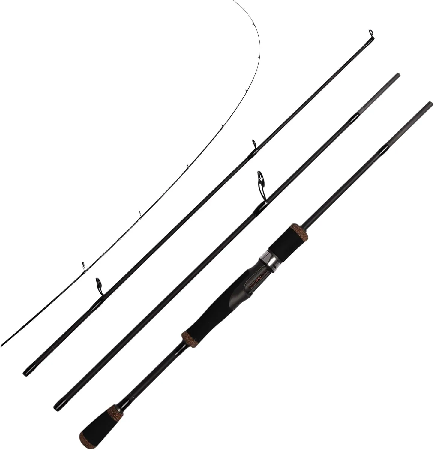 Eurasian Sports 30T Carbon Travel Spinning Rod - 4 Piece 6ft/7ft Portable Fishing Pole for Freshwater & Saltwater Bass, Trout, Ultra Light to Medium Light Fast Action SiC Guide Rings Rods with Case