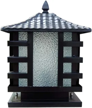 European Bronze Antique Victoria Glass Lantern Column Light American Retro E27 Aluminum Outdoor Waterproof Table Lamp Street Light Villa Garden Post Door Light Stadium (Color : Black)