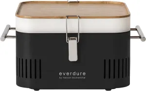 Everdure CUBE Portable Charcoal Grill, Tabletop BBQ, Perfect Tailgate, Beach, Patio, or Camping Grill, Lightweight & Compact Small Grill with Preparation Board & Food Storage Tray, Matte Black