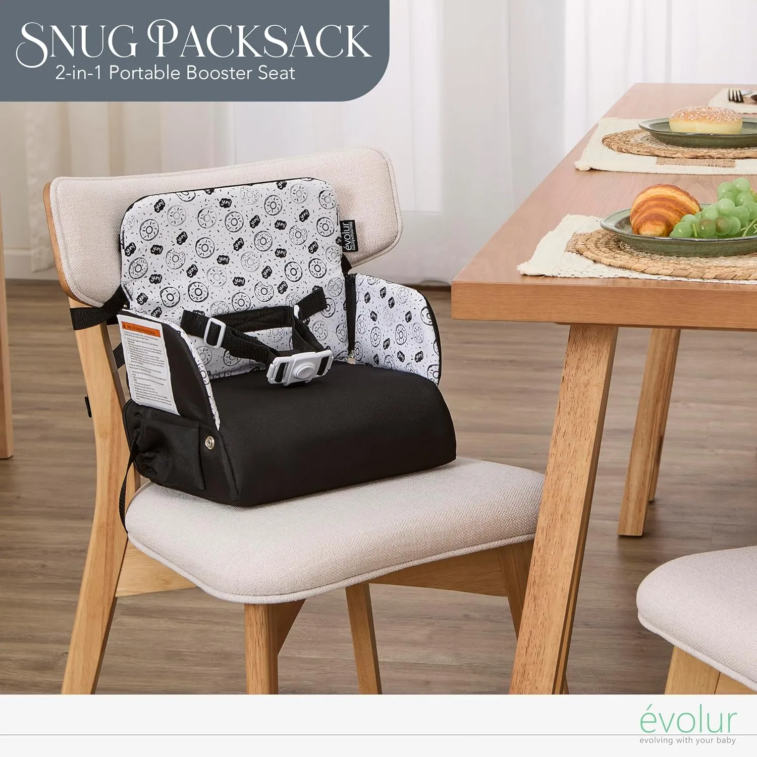 Evolur Snug Packsack 2-in-1 Portable Booster Seat and Travel Bag