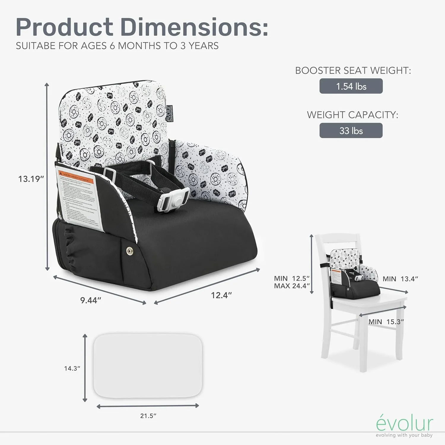 Evolur Snug Packsack 2-in-1 Portable Booster Seat and Travel Bag