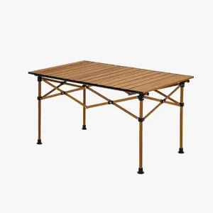 Expandable Portable Outdoor Camping Aluminum Lightweight Table Fine Wood Grain Beach Table Suitable for Outdoor Camping Picnic Beach