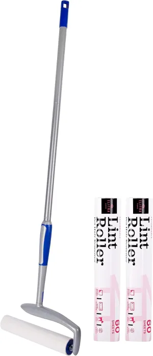 extendable Long Lint Roller 12-51 Inches Pet Hair Remover - Includes 2 Refills 180 Sheets