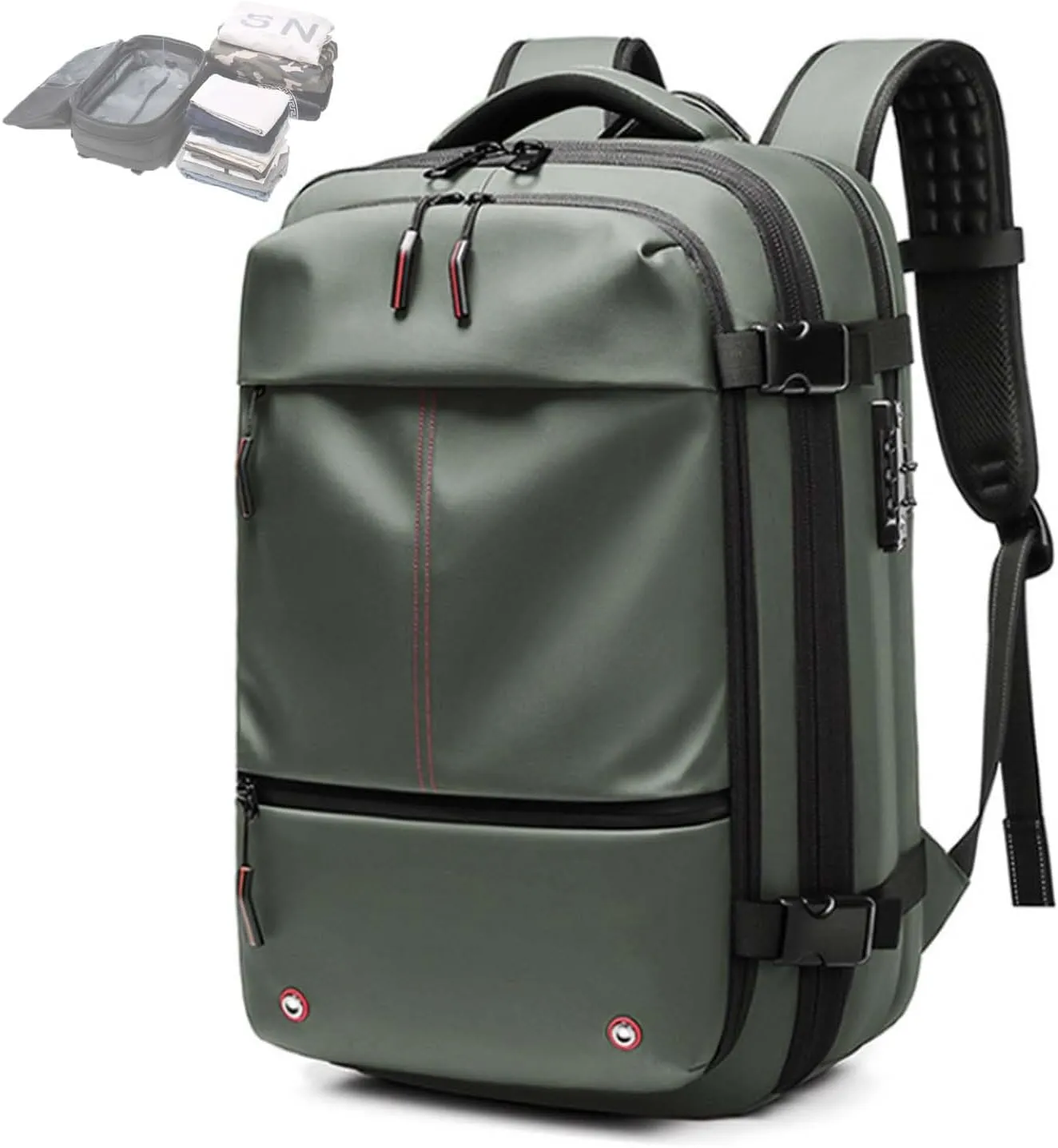Ezyvac Backpack, Vacuum Seal Travel, Easyvacpac Backpack, 60L Expandable Vaccage Bag Water Resistant (Green, 19.3 * 12.6 * 6 in)