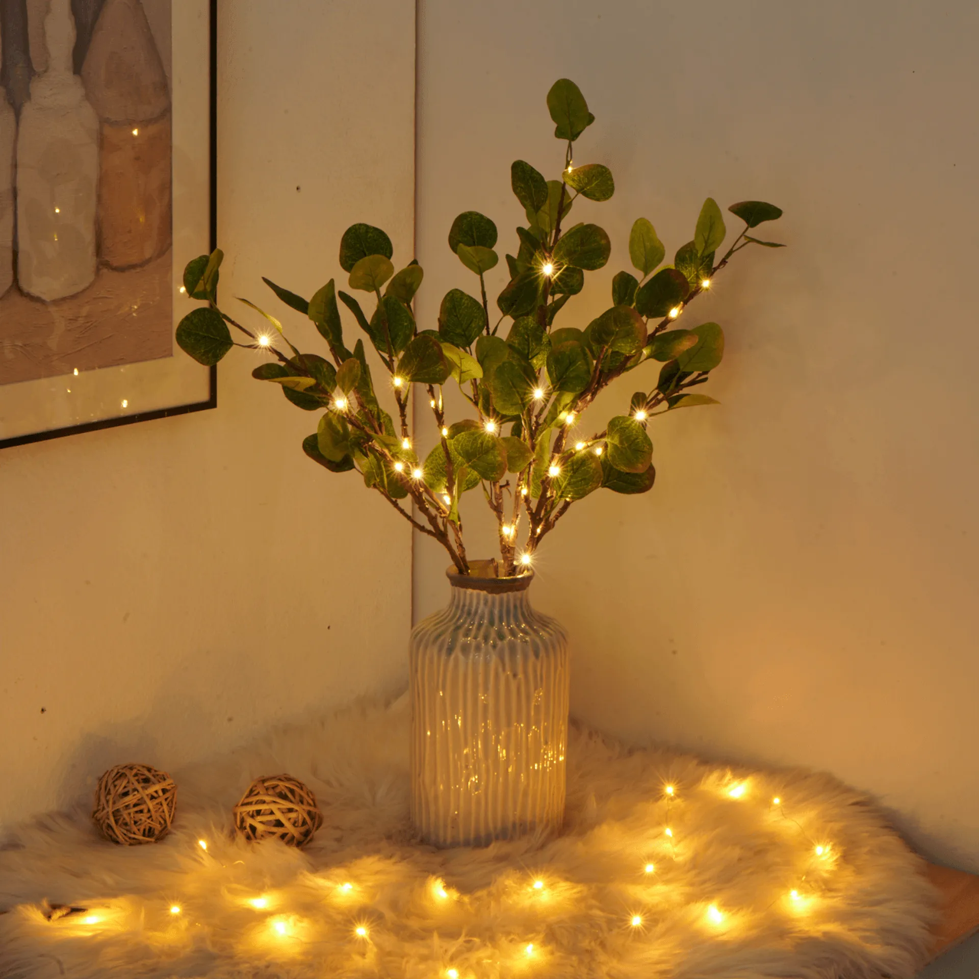 Fairy Light Olive Branch – Warm White LED Decorative Tree Lights (70cm)