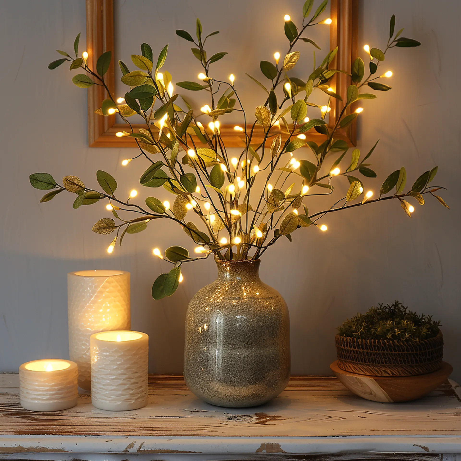 Fairy Light Olive Branch – Warm White LED Decorative Tree Lights (70cm)