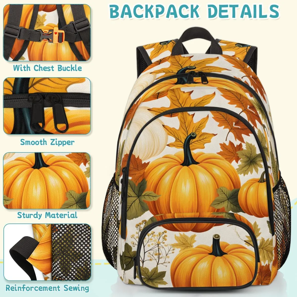 Fall Carry on Travel Backpack for Women Men Water resistant Lightweight Rucksack Backpack for Weekender Casual Work Hiking Pumpkins Maple Leaves
