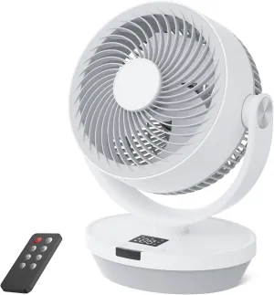 Fan for Bedroom, 13" Air Circulator Fans with Remote, 120°Vertical Manual  90°Oscillating Desk fan, 60ft Powerful Airflow, Portable Fan With 4 Speeds, 4 Modes, 12H Timer, 25dB Quiet Smallfan (White)