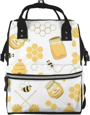 Fashion Diaper Bag Mummy Backpack Bee Cute Yellow White Nappy Bag Large Capacity Baby Care Bags For Mom Dad