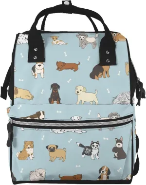 Fashion Diaper Bag Mummy Backpack Cartoon Doodle Puppy Dog Nappy Bag Large Capacity Baby Care Bags For Mom Dad