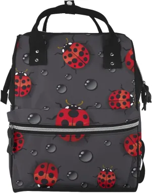 Fashion Diaper Bag Mummy Backpack Red Ladybugs Raindrops Nappy Bag Large Capacity Baby Care Bags For Mom Dad