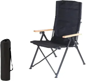 Fasion Outdoor Camping Chair Folding Four-Speed Adjustable Long Chair Office nap Recliner Picnic Beach Relaxation Chair Light(Black)