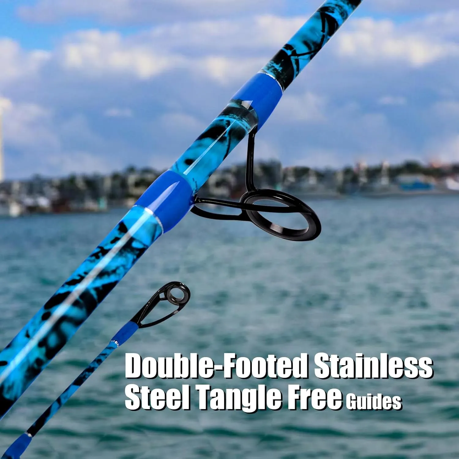 Fiblink 2-Piece Boat Conventional Fishing Rod Portable Spinning/Casting Rod Carbon Fishing Pole