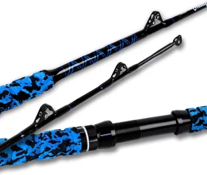 Fiblink Saltwater Offshore Trolling Rod Big Game Rod Conventional Boat Fishing Pole Deep Drop Sea Roller Rod (5’6”, 6’)