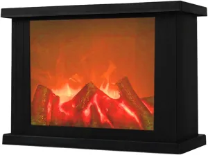 Fireplace Lanterns Decorative Flameless Portable Led Lantern Battery Operated and USB Operated 6 Hours Timer Included Indoor/Outdoor(No Heater Function Black Rectangle Size:11x4.7x8 Inch)