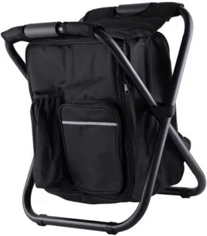 Fishing Backpack Stool, Tear Resistant Multipurpose Backpack Cooler Chair Lightweight Folding for Picnic for Beach for Hiking (Black)