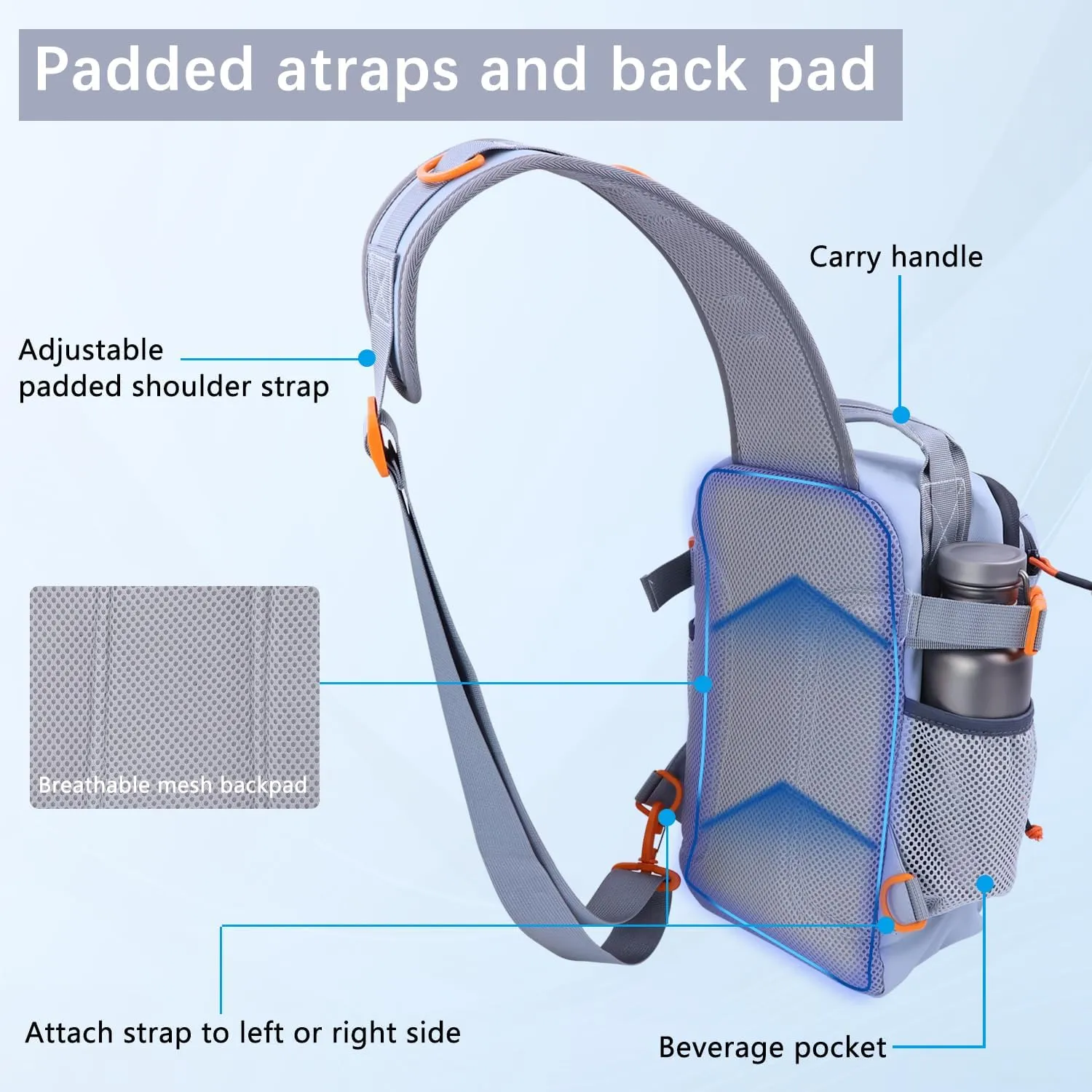 Fishing Backpack Tackle Storage Bag with Rod Holder,Lightweight Outdoor Water-Resistant Fish Shoulder Storage Bag for Fishing, Hunting, Camping and Hiking (Grey)
