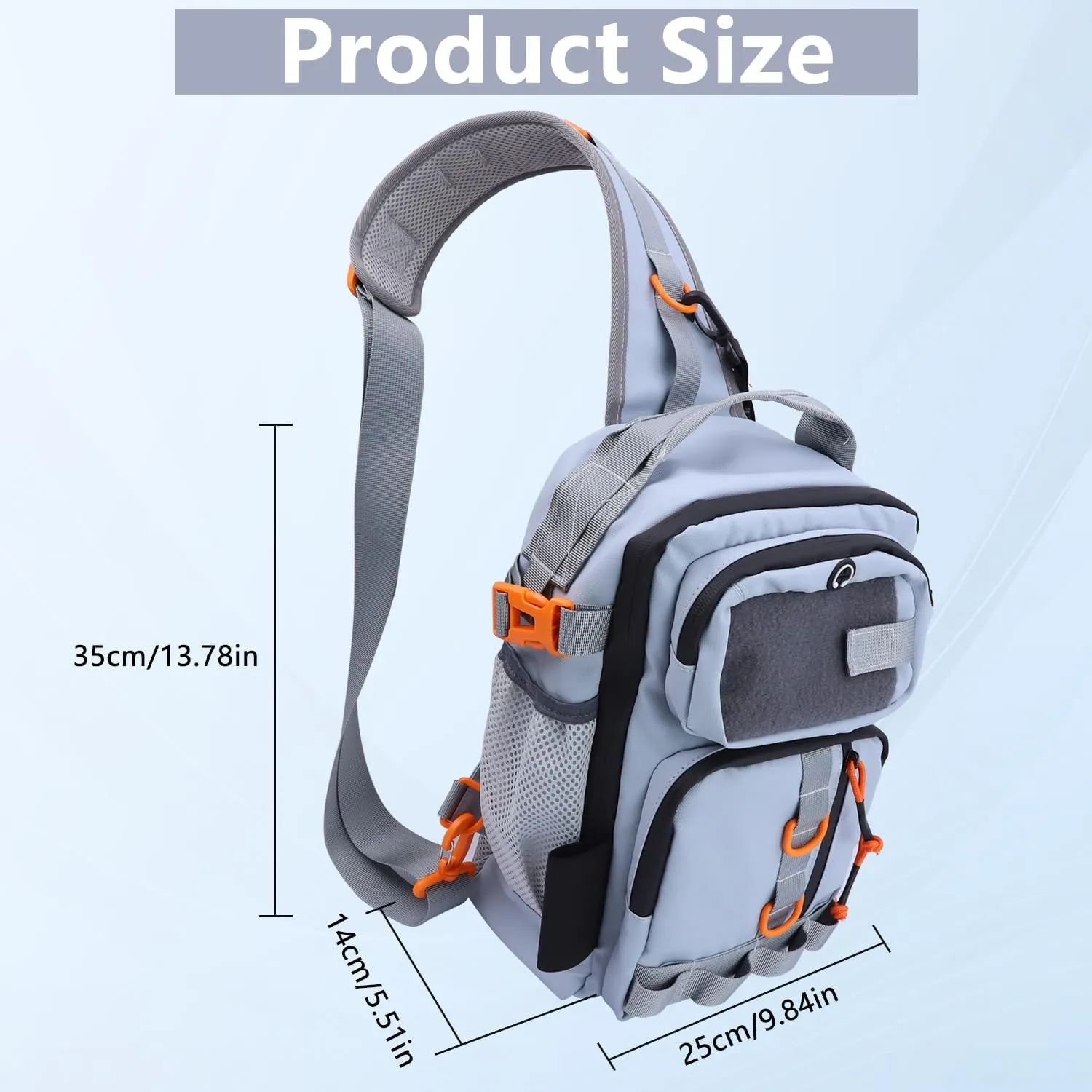 Fishing Backpack Tackle Storage Bag with Rod Holder,Lightweight Outdoor Water-Resistant Fish Shoulder Storage Bag for Fishing, Hunting, Camping and Hiking (Grey)