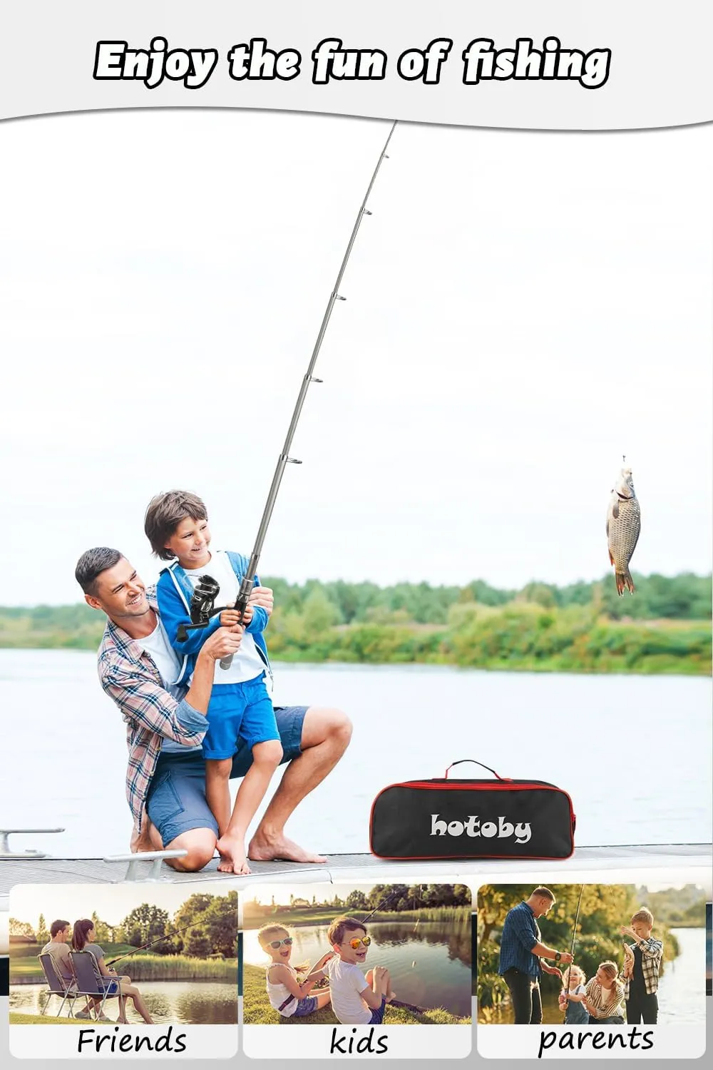 Fishing Pole Combo Set, 6.89ft Fishing Rod and Reel Combo, Carbon Fiber Telescopic Fishing Rod Kit with Spinning Reel, Fishing Pliers, Lip Gripper, Line, Lures for Beginner Angler