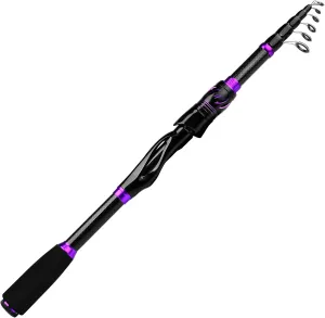 Fishing Rod and Reel Combo - 6.9ft Telescopic Spincast Rod with Left Handed Baitcasting Reel Combos - Sea Saltwater Freshwater Ice Bass Fishing Tackle Set - Fishing Rods Kit
