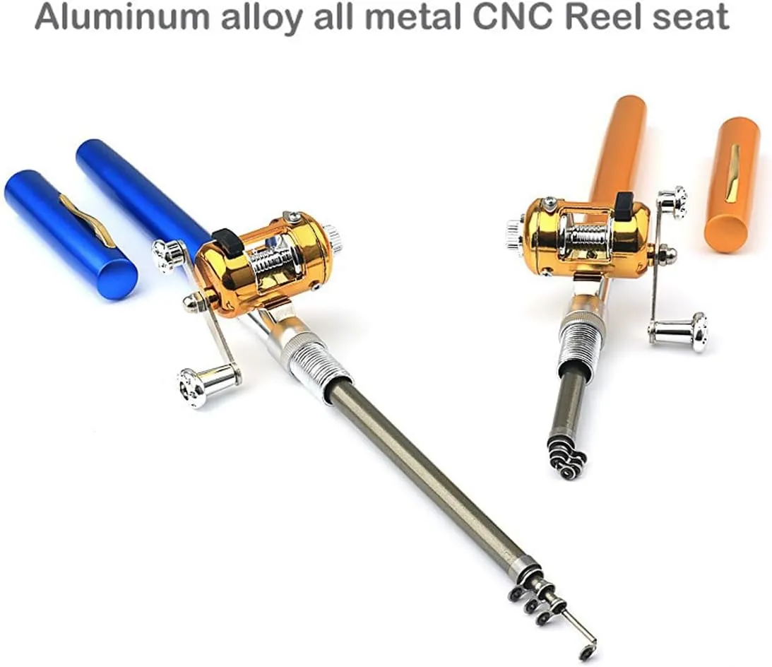 Fishing Rod and Reel Combos Mini Pen Fishing Pole Kit Telescopic Fishing Rod Spinning Reel Combo Kit for Fishing Beginner and Angler