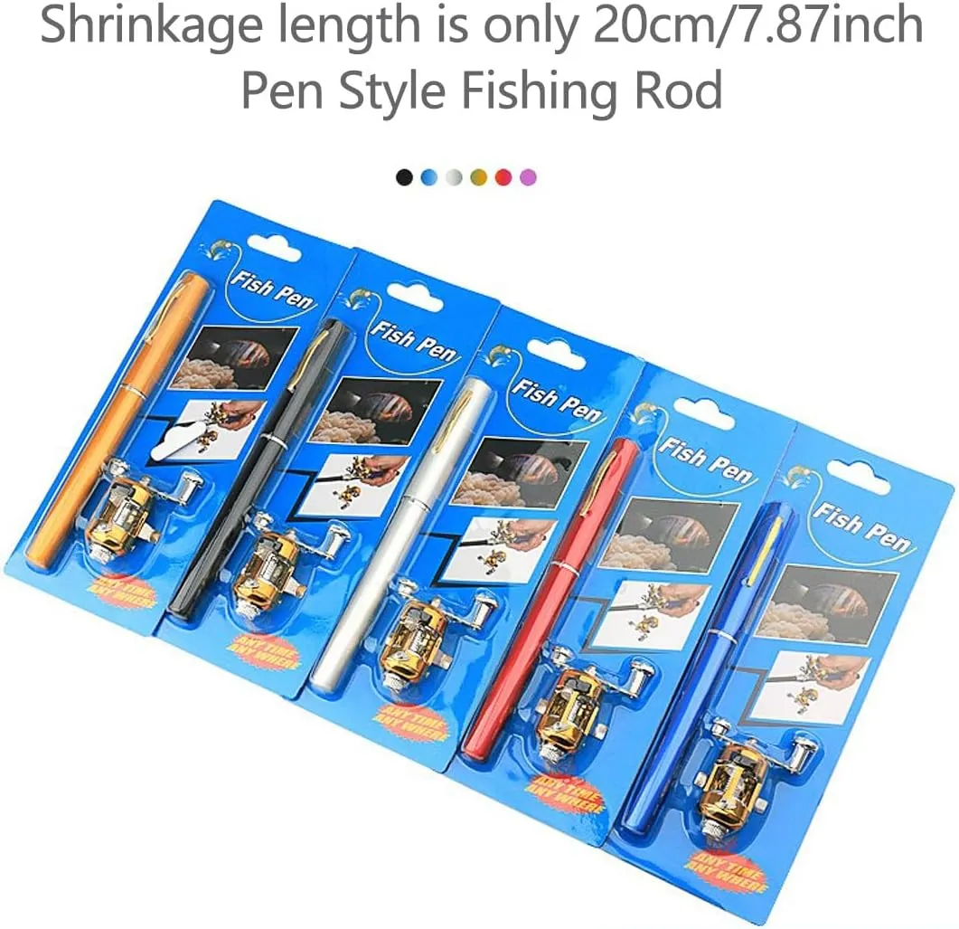 Fishing Rod and Reel Combos Mini Pen Fishing Pole Kit Telescopic Fishing Rod Spinning Reel Combo Kit for Fishing Beginner and Angler