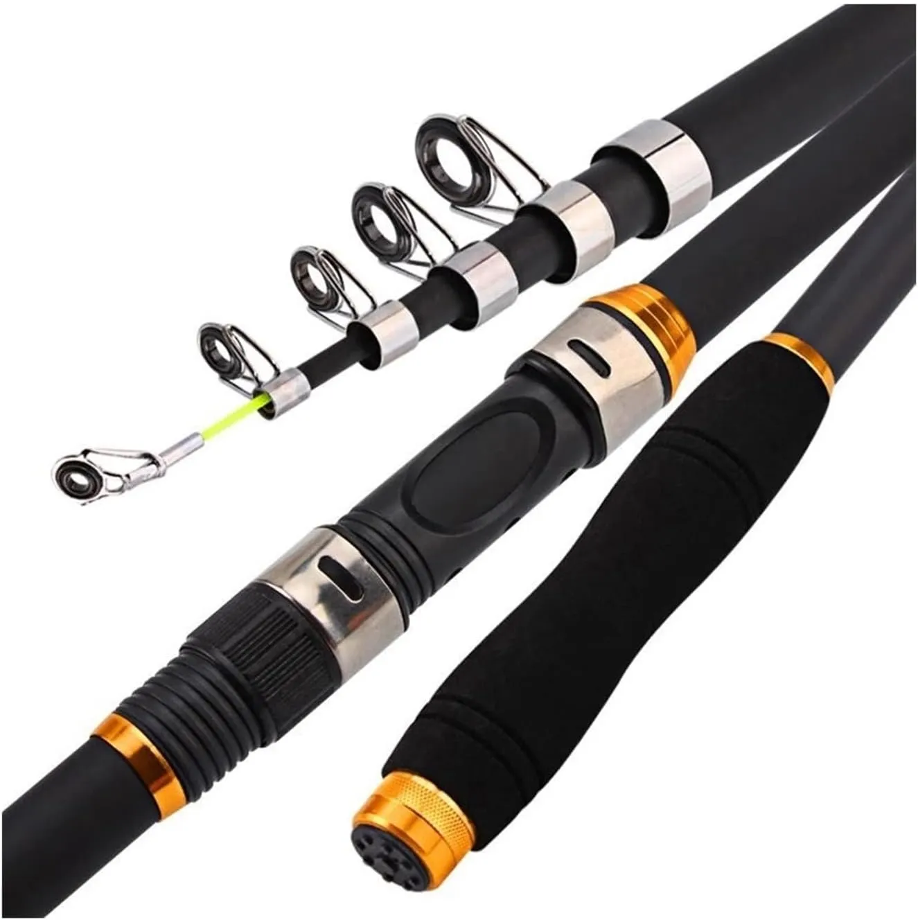 Fishing Rod Carbon Fiber Fishing Rod 2.1M -3.6M Carp Fishing Rod Feeder Light Hard Telescopic Fishing Rod Fishing Pole Holders Fishing Pole Kit(Blue,2.4 m)