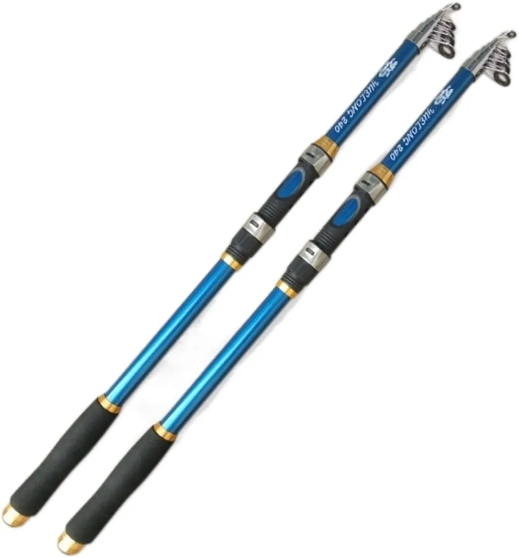 Fishing Rod Carbon Fiber Fishing Rod 2.1M -3.6M Carp Fishing Rod Feeder Light Hard Telescopic Fishing Rod Fishing Pole Holders Fishing Pole Kit(Blue,2.4 m)