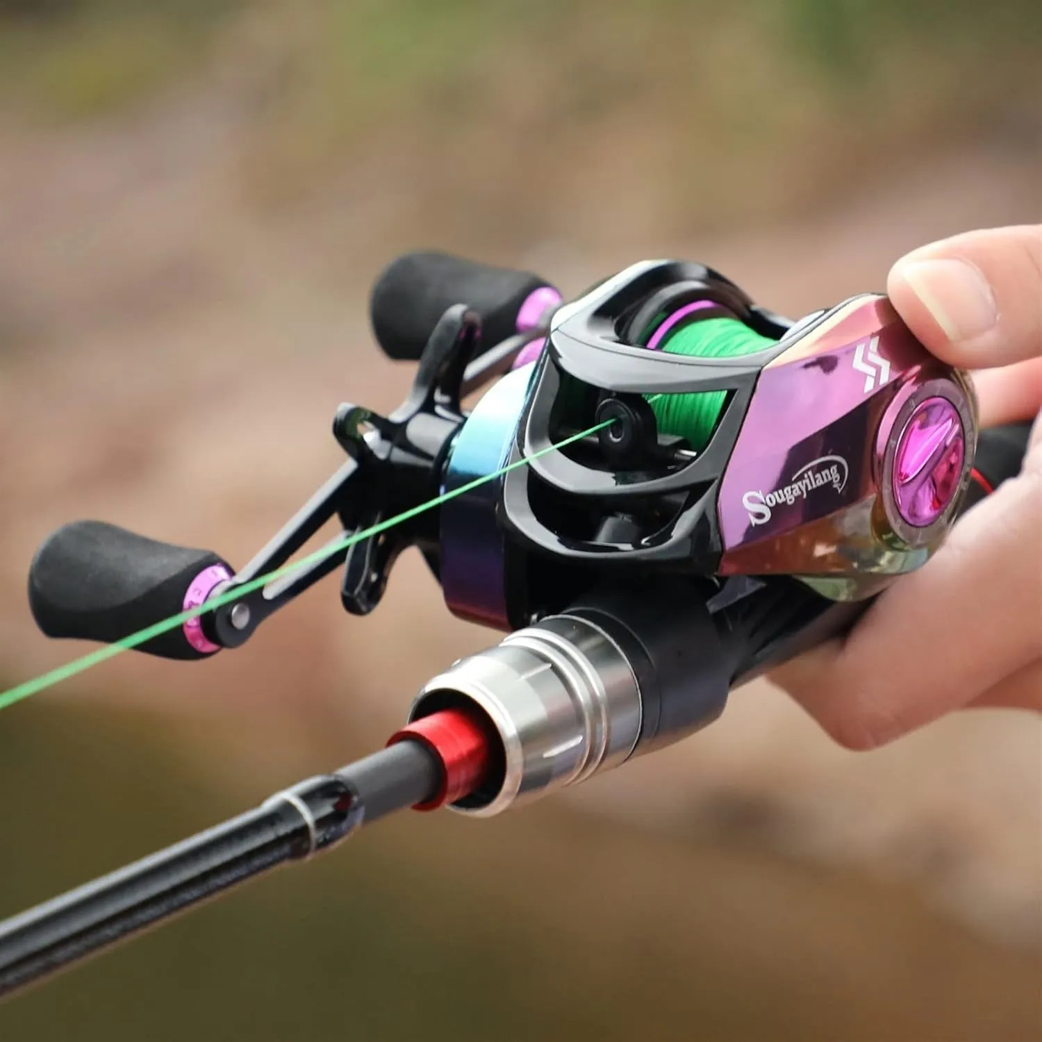 Fishing Rod Fishing Pole 1.8m/2.1m M Power Carbon Fiber Baitcsting 5/6Sections Rod and 18 1BB Left/Right Hand Casting Reel Fishing Combos Set Fishing Pole Kit
