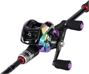 Fishing Rod Fishing Pole 1.8m/2.1m M Power Carbon Fiber Baitcsting 5/6Sections Rod and 18 1BB Left/Right Hand Casting Reel Fishing Combos Set Fishing Pole Kit
