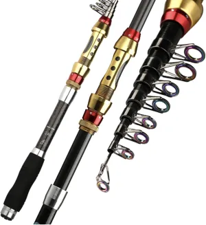 Fishing Rod Short Sea Fishing Rods Fiber Telescopic Fishing Rod Carbon Spinning Telescopic Fishing Tackle Spinning Rod Fishing Pole(2.1 m)