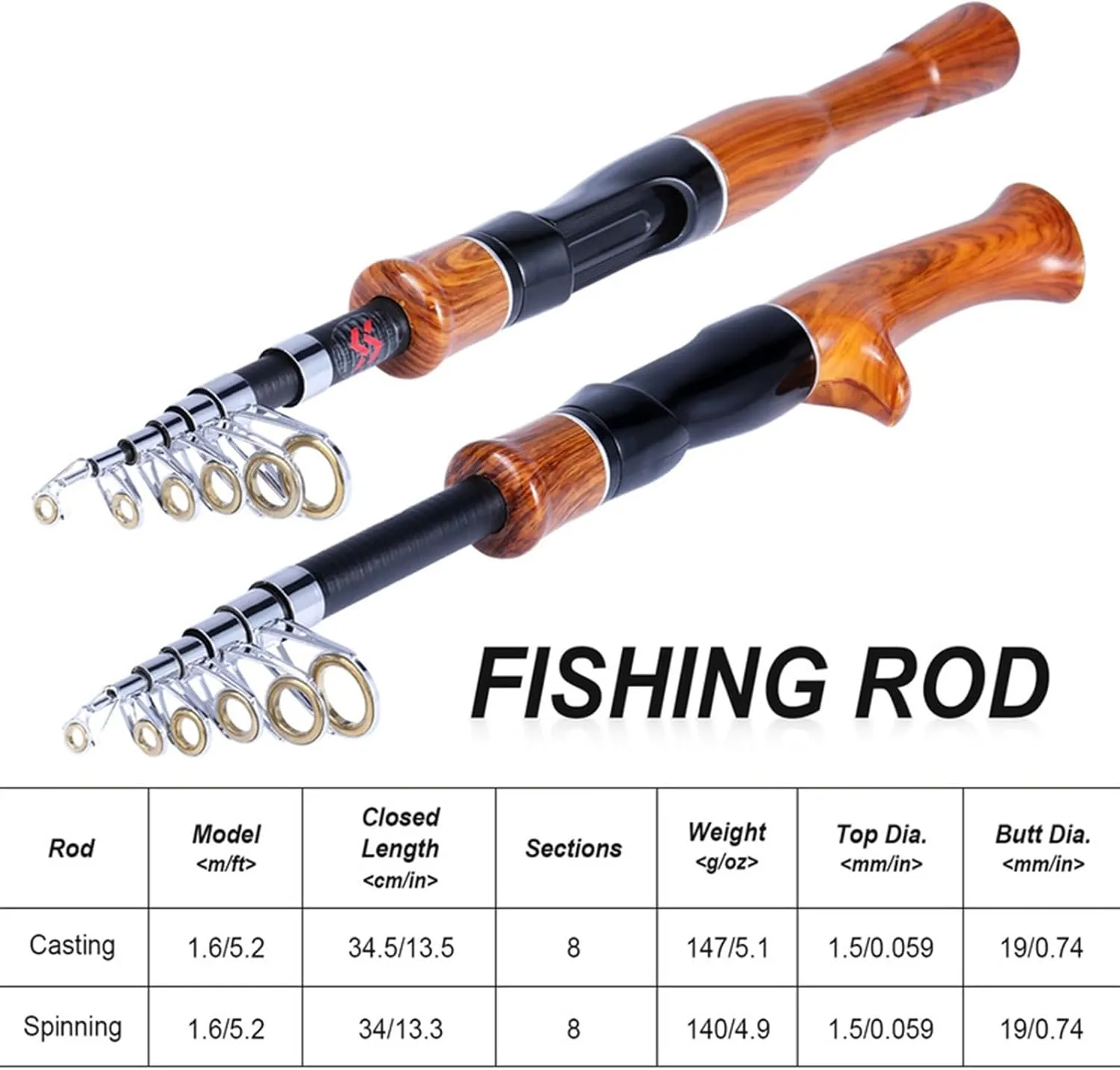 Fishing Rod Telescopic Fishing Rod 1.6M Cork Handle Spinning/Casting Fishing Role Carbon Fiber Protable Travel Fishing Rod Fishing Pole