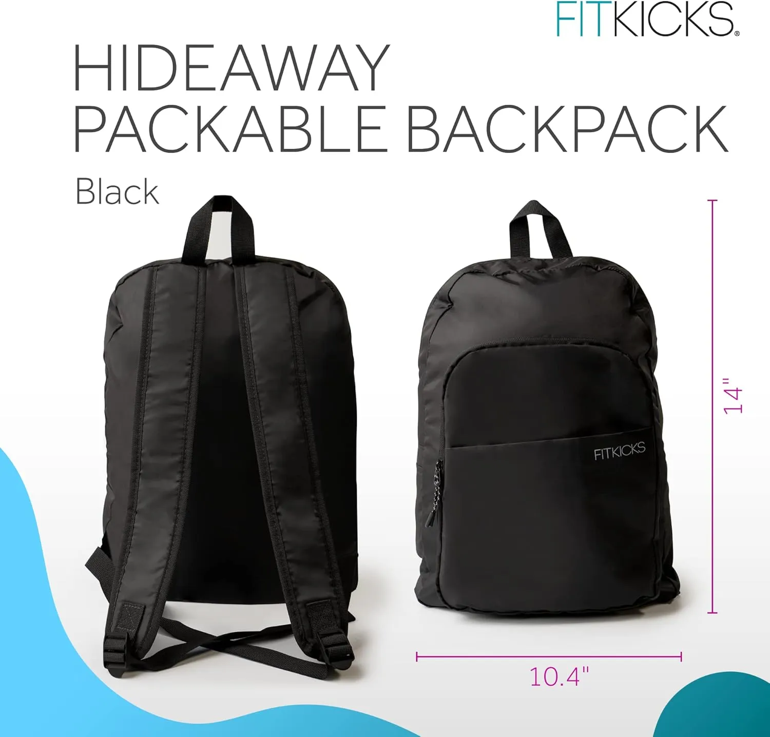 FITKICKS Hideaway Packable Zippered Backpack Hiking Camping Outdoor Sport Travel Backpack Daypack for Women