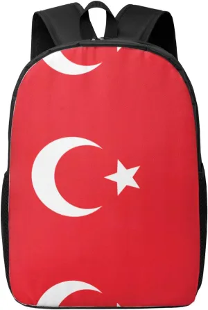 Flag Of Turkey Print Travel Laptop Backpack,Business Work Bag, Campus Rucksack Book Bag For Men Women