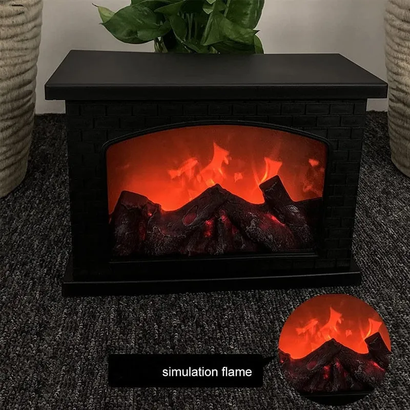 Flameless LED Fireplace Decorative Lantern Lamp