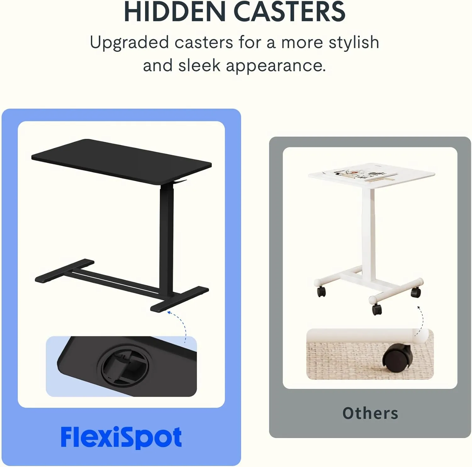 FLEXISPOT Adjustable C Table with Wheels, Mobile Snack Side End Table Sofa Couch Bedside Table Laptop Rolling Cart TV Tray Night Stand Small Space Side Table,(27.6" W x 15.7" D,Black)