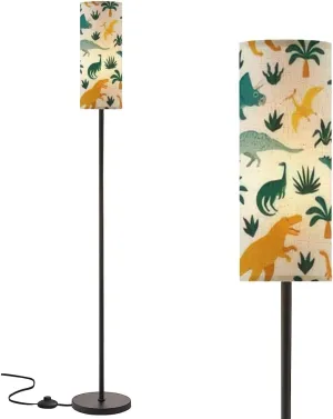 Floor Lamp for Living Room Hand drawn seamless pattern dinosaurs tropical leaves flowers for kids Modern Standing Lamp Remote Control Dimmable Pole Lamp Corner Tall Lamp for Office Bedroom Reading