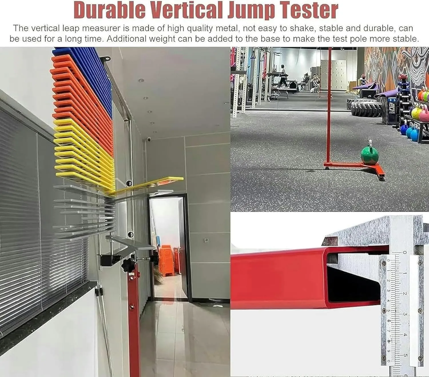 FLTRGO Home Gym Vertical Jump Measurement Tool, 1.7-3.6m Adjustable Vertical Jump Trainer for Basketball, Youth Vertical Jump Tester Measurer Pole