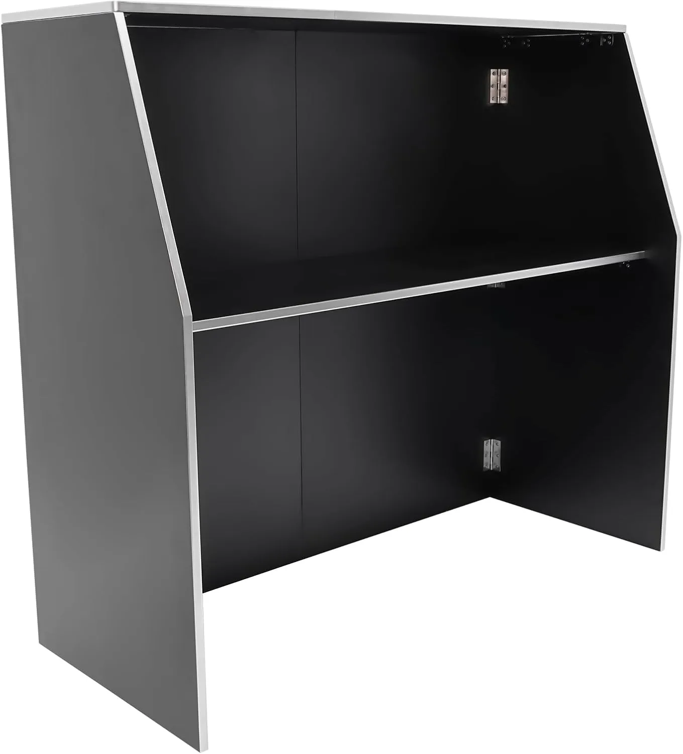 Foldable Event Bar, 42.75" Tall Portable Bar Cabinet Commercial Portable Bar Mobile Bartender Station with Top and Middle Shelves for Events Outdoor Parties Picnics (Black)